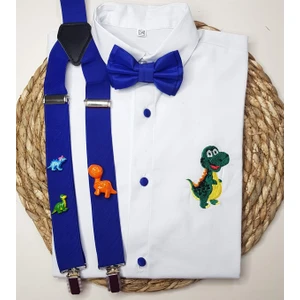Cool Bebe Dinozor Konseptli Askı Papyon Gömlek