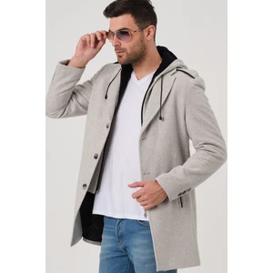 PLT8406 Dewberry Erkek Palto-Desenli Bej