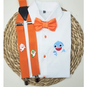 Cool Bebe  Baby Shark Konseptli Askı Papyon Gömlek