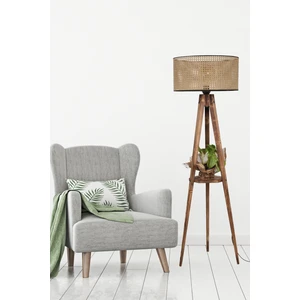 Sehbalı Tripod Lambader    Silindir Rattan Abajurlu