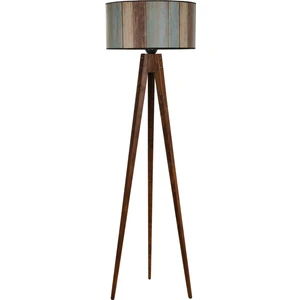 Tripod Ceviz Lambader Silindir Renkli Abajurlu