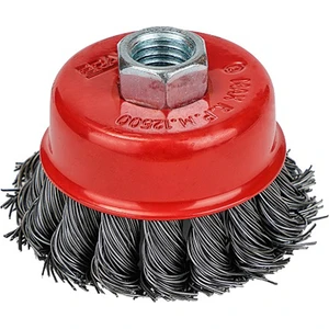 Çanak Fırça Burmalı Gri Telli Vidalı 125 mm