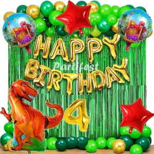 Parti Station Dinazor 4 Yaş Balon Seti Dinosaur Konsept Helyum Balon Set Şimşek Dinazor Doğum Günü Set