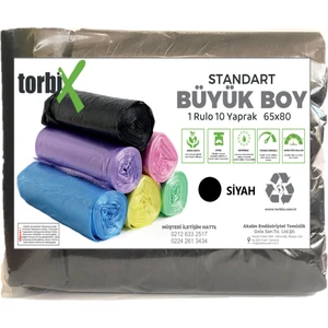 Çöp Poşeti Büyük Boy 65*80 Siyah 5 Rulo 5*10 Toplam 50 Adet