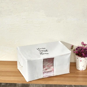 Prendi Home Büyük Boy Beyaz Pvc Detaylı Home Sweet Home Baskılı Hurç 64X40X35