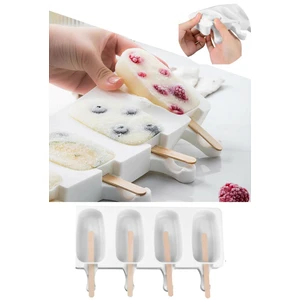 Magnum Dondurma Kalıbı 4'lü Büyük Boy Pratik Magnum Silikon Dondurma Kalıbı Beyaz