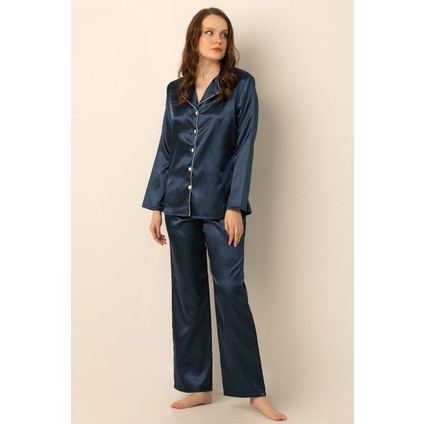 Uzun Kollu Saten Pijama Takımı