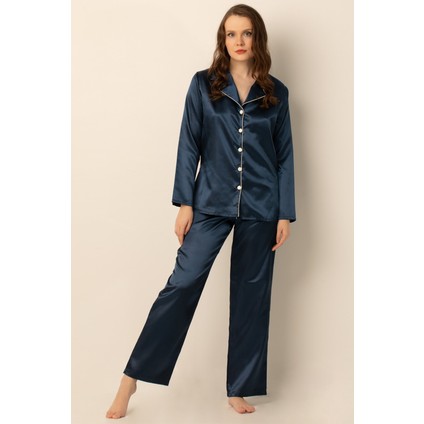 Uzun Kollu Saten Pijama Takımı modelleri