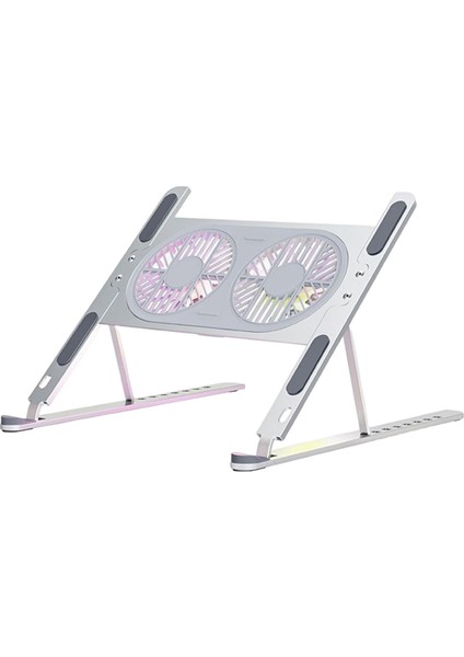 Dizüstü Bilgisayar Stand 8 Seviye Yükseklik, Tablet Pc Gümüş Için Çift Soğutma Fanları ile Ayarlanabilir (Yurt Dışından)