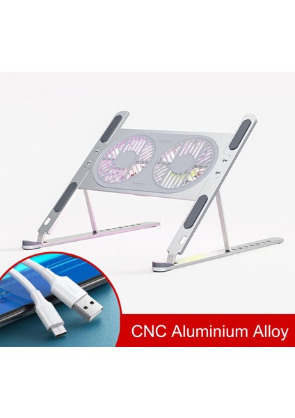 Dizüstü Bilgisayar Stand 8 Seviye Yükseklik, Tablet Pc Gümüş Için Çift Soğutma Fanları ile Ayarlanabilir (Yurt Dışından) fiyatları