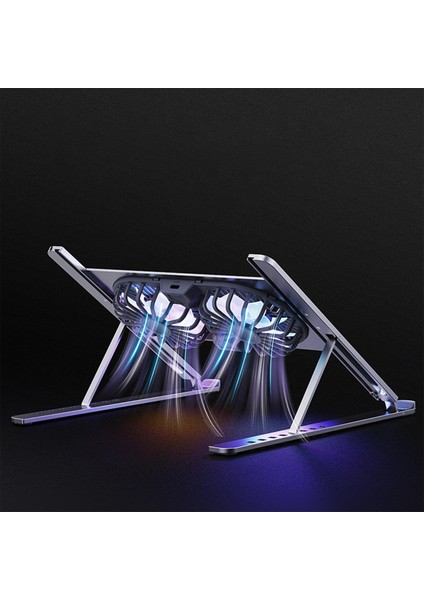 Dizüstü Bilgisayar Stand 8 Seviye Yükseklik, Tablet Pc Gümüş Için Çift Soğutma Fanları ile Ayarlanabilir (Yurt Dışından) indirimleri