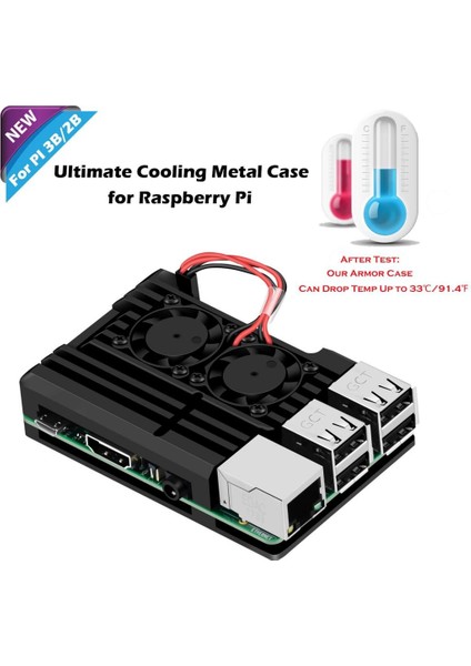 Raspberry Pi Soğutma Fanı Ispit Sebzesi Çift Fan Soğutucu Fanı 4 Paket Termal Bant (Yurt Dışından)