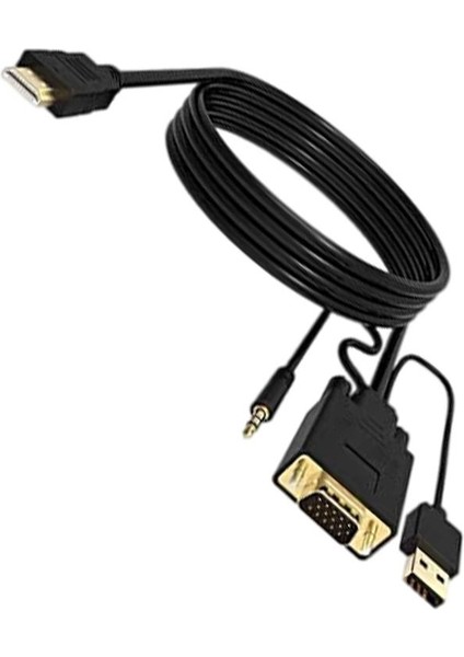 HDMI Erkek VGA Erkek Adaptörü Dönüştürücü Ses Kablosu ile Pc Hdtv 1080P 4K Ses + Güç 10FT (Yurt Dışından)