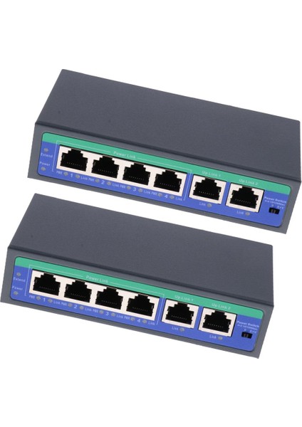 2pcs 6 Bağlantı Noktası 100MBPS 4 Poe Bağlantı Noktası ve Ethernet Anahtarı Adaptörü Üzerinden 2 Uplink Gücü (Yurt Dışından)