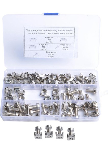 50 M6 Kafes Somun ve Cıvatalar Vidaları Paketi Pul Pulucu Veri Dolabı Rafı Montaj Sunucusu (Yurt Dışından) fiyatları