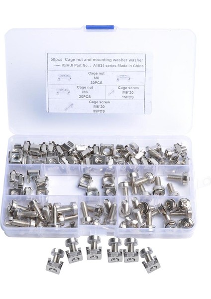 50 M6 Kafes Somun ve Cıvatalar Vidaları Paketi Pul Pulucu Veri Dolabı Rafı Montaj Sunucusu (Yurt Dışından) modelleri