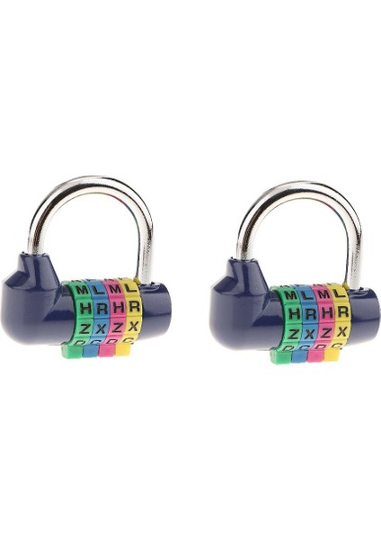 2 x Mavi Kombinasyon Kilidi Yerleştirilebilir Asma Kilit 4 Bavul Için Alfabe (Yurt Dışından)