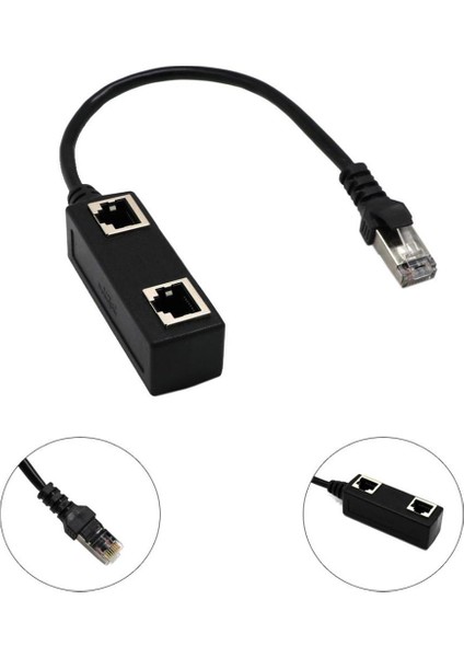 1 Ila 2 Ethernet Lan Ağ Kablosu Splitter 2 Yolu Genişletici Adaptörü (Yurt Dışından)