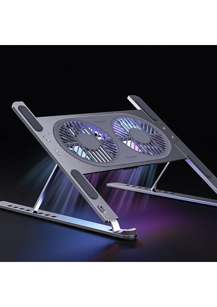 Dizüstü Bilgisayar Stand 8 Seviye Yükseklik, Tablet Pc Gray Için Çift Soğutma Fanları ile Ayarlanabilir (Yurt Dışından) fiyatları