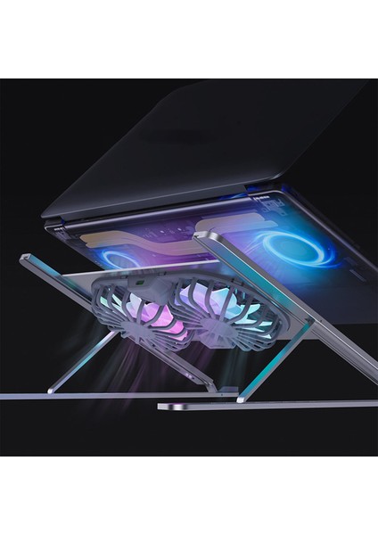 Dizüstü Bilgisayar Stand 8 Seviye Yükseklik, Tablet Pc Gray Için Çift Soğutma Fanları ile Ayarlanabilir (Yurt Dışından) indirimleri