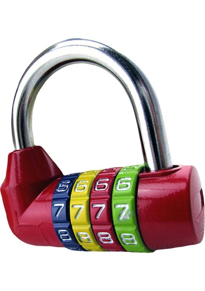 Taşınabilir 4 Haneli Kombinasyon Asma Kilit Spor Salonu Bagaj Dolabı Kırmızı (Yurt Dışından)