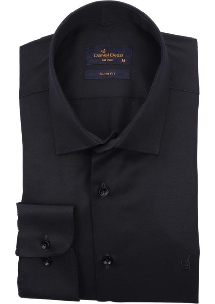 Slim Fit Uzun Kollu Lacivert Erkek Gömlek 480-015