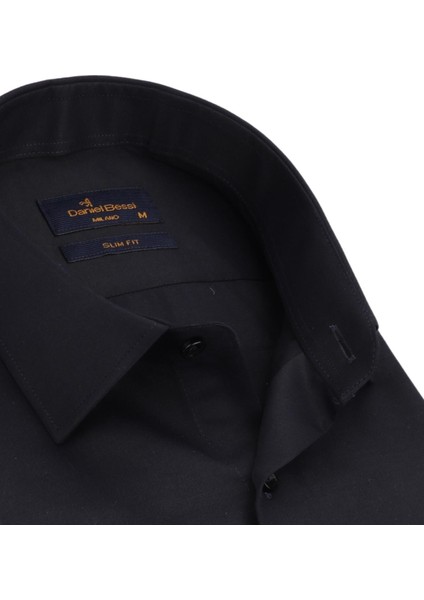 Slim Fit Uzun Kollu Lacivert Erkek Gömlek 480-015