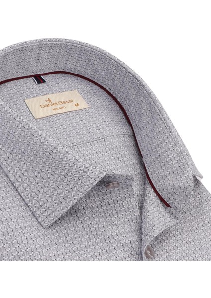 Klasik Kesim Kısa Kollu Gri Desenli Erkek Gömlek 461-562 fiyatları