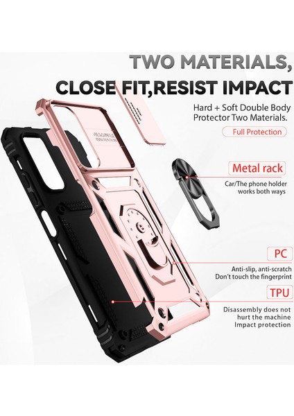 Xiaomi Redmi Note 12 Pro 4g 108MP Kılıf Kamera Lens Sürgülü Korumalı Darbe Önleyici Standlı Yüzüklü Armor Military Zırh Tank Pars Kapak