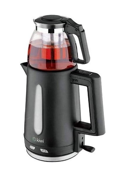 KTM-2907 Çay Yapma Makinesi, 1.8 L Kettle ve 0.9 L Demlik Kapasitesi, Siyah