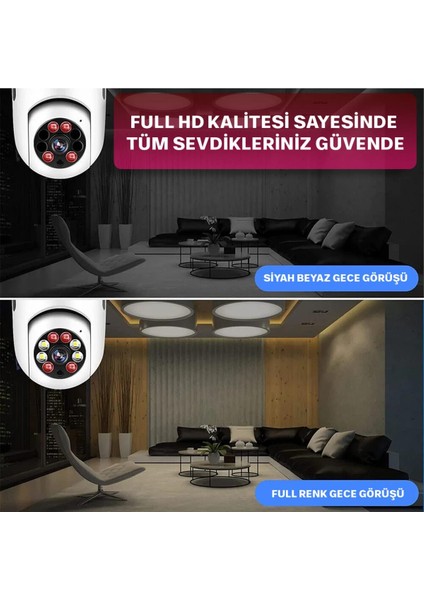 Ev Güvenlik Wifi Panoramik Kamera Hd Ampul Uzaktan Izleme Kablosuz Ip Kamera Video Gece Görüş Kamera