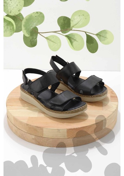 Siyah Leather Kadın Sandalet K05281202703