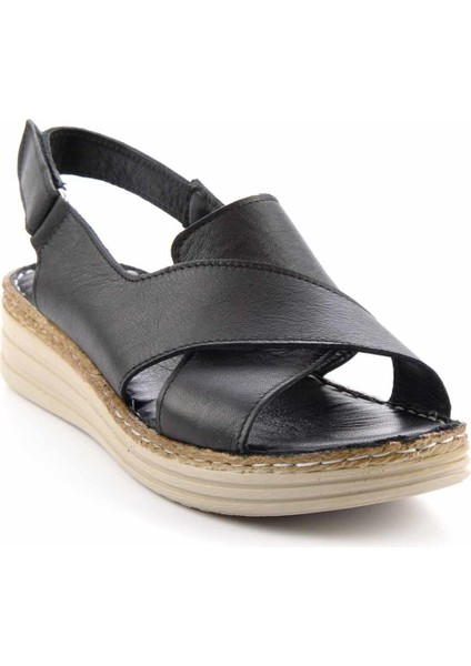 Siyah Leather Kadın Sandalet K05281203003