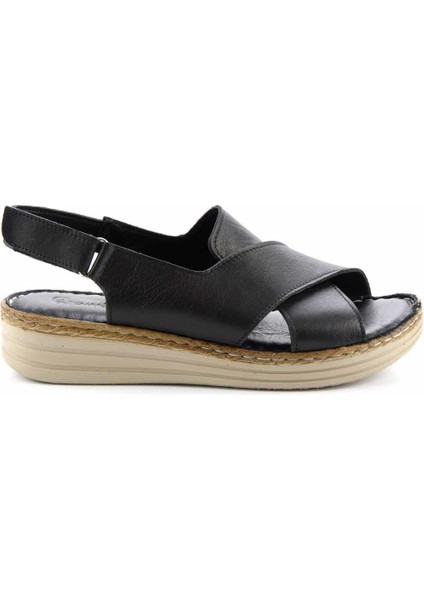 Siyah Leather Kadın Sandalet K05281203003 fiyatları