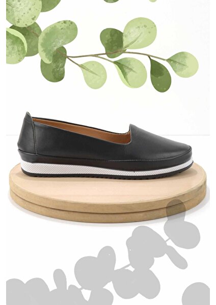 Siyah Leather Kadın Espadril K01582301303