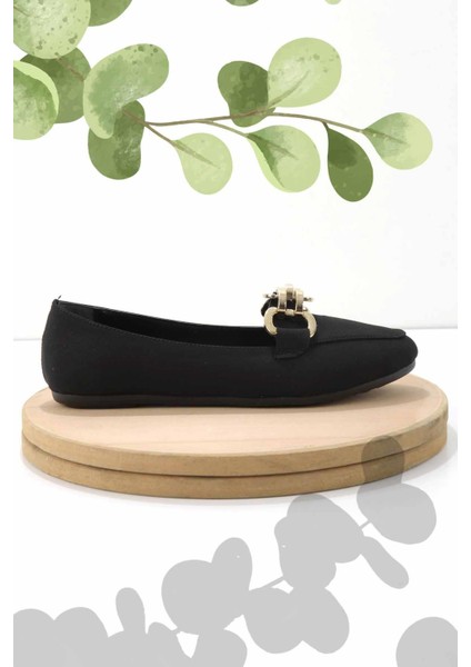 Mat Siyah Saten Kadın Loafer Ayakkabı K01688020738