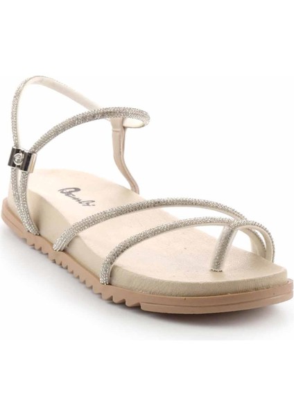 Bej Lame Taşlı Kadın Sandalet K05197110109 modelleri
