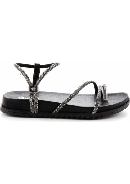 Siyah Platin Taşlı Kadın Sandalet K05197110109 fiyatları