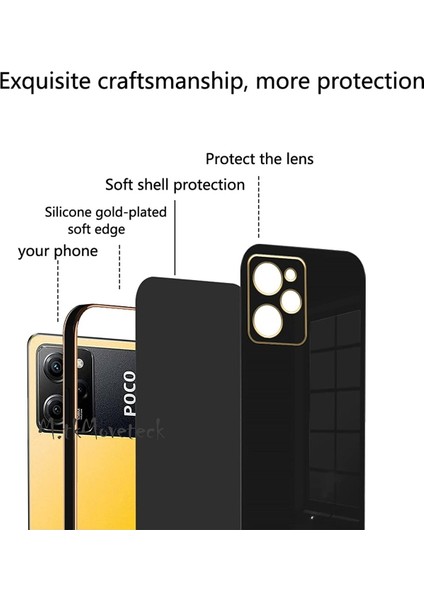 Xiaomi Poco X5 Pro 5g Uyumlu Kılıf Kamera Lens Korumalı Parlak Gold Altın Kenarlı Yumuşak Silikon Kapak fiyatları