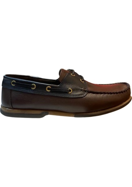 Y-03 Erkek Kahve-Siyah Deri Casual Ayakkabı