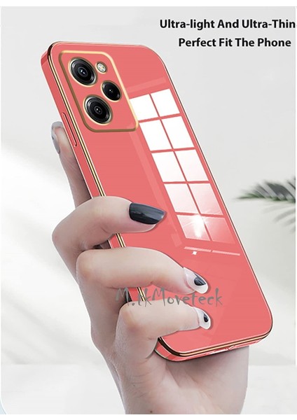 Xiaomi Poco X5 Pro 5g Uyumlu Kılıf Kamera Lens Korumalı Parlak Gold Altın Kenarlı Yumuşak Silikon Kapak
