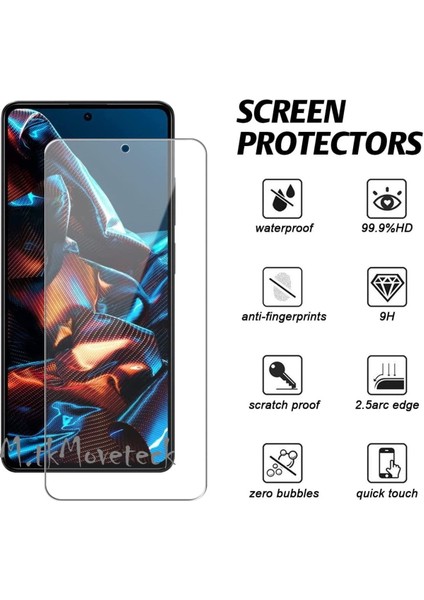 Xiaomi Poco X5 Pro Uyumlu Kılıf Kamera Çıkıntılı Korumalı Şeffaf Silikon + 9h Ekran Koruyucu Cam Set 2in1 Clear