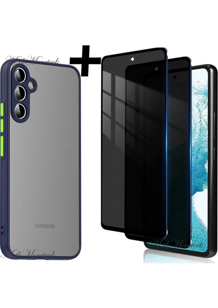 MTK Moveteck Samsung Galaxy A54 5g Kılıf Kamera Korumalı Arkası Mat Buzlu Tuşları Renkli Silikon + Hayalet Cam Seti