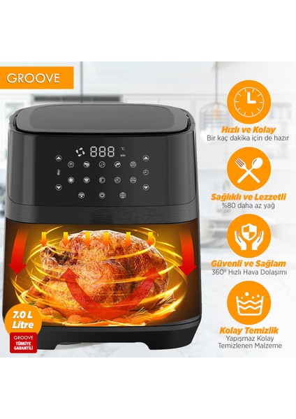 Max Xxl 7l 1800W Wifi Smart Airfryer Air Fryer Yağsız Sıcak Hava Fritözü