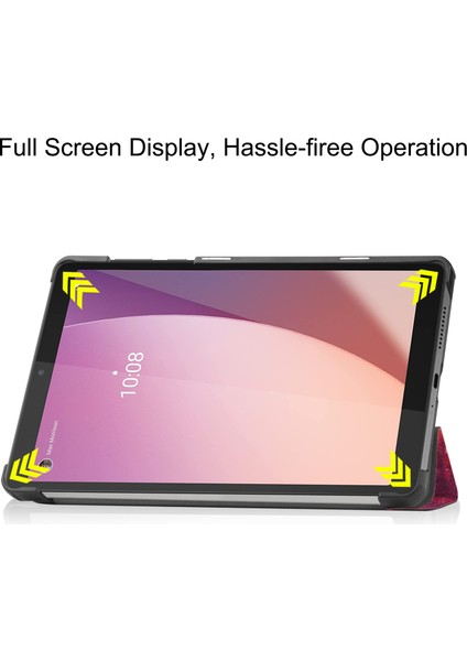 Xfashion Lenovo Tab M8 Gen 4, Desen Baskı Pu Deri Tablet Kapağı Için Üçlü Stand Tablet Kılıfı (Yurt Dışından)