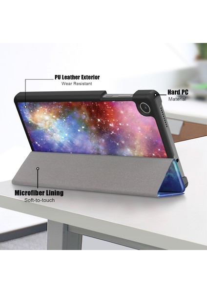 Xfashion Lenovo Desen Baskı Tablet Kılıfı M8 Gen 4 TB-300FU Üçlü Stand Tablet Pu Deri Kapak (Yurt Dışından)