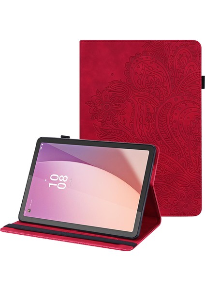 Lenovo Sekmesi Için M9 Flip Pu Deri Kapak Çiçeği Baskı Standı Kartı Tutucu Tablet Kasası (Yurt Dışından)