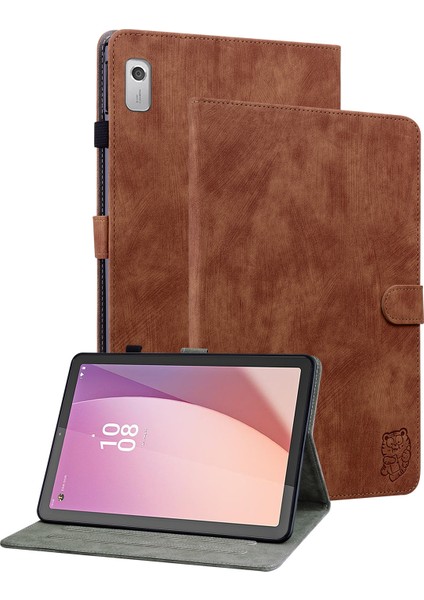 Lenovo Için Pu Deri Kılıf M9 Sevimli Kaplan Desen Tablet Stand / Kart Tutucu ile Koruyucu Kovan (Yurt Dışından)
