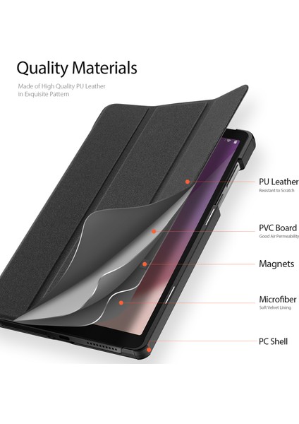 Dux Ducis Domo Serisi Pu Deri Kılıf Lenovo Tab M8 Gen 4 Folio Flip Kapak Üçlü Stand Kılıfı (Yurt Dışından) fırsatları