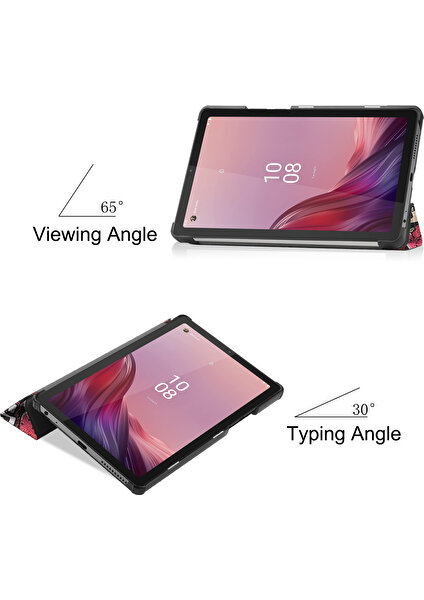 Xfashion Üçlü Stand Tablet Kılıfı Lenovo Tab M9 Desen Baskı Pu Deri + Pc Koruyucu Kapak (Yurt Dışından)